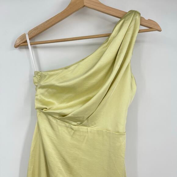 Lovers and Friends | NWT Bella Gown in Baby Yellow Satin One Shoulder Maxi XS - Picture 5 of 14